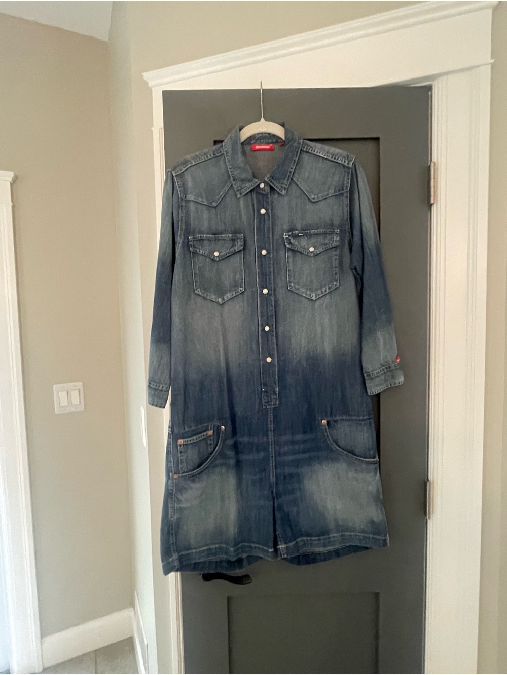 Women's Denim Shirt Romper - Blue Jean